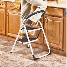 330lbs Upper Reach Reinforced Metal Folding Step-Ladder Household Kitchen Stool (Two Step Ladder)
